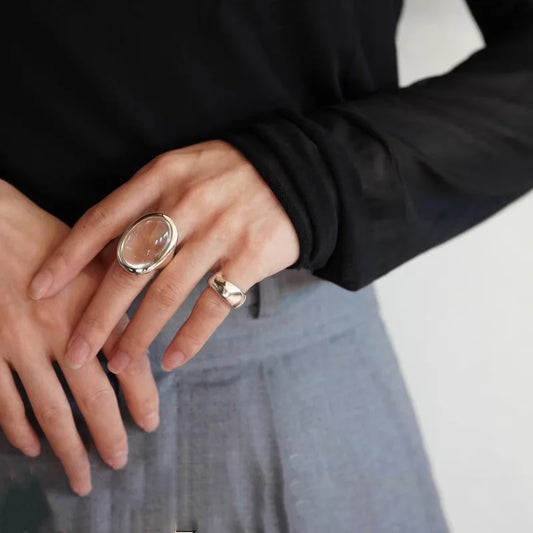 925 Sterling Silver Geometry Crystal Ring