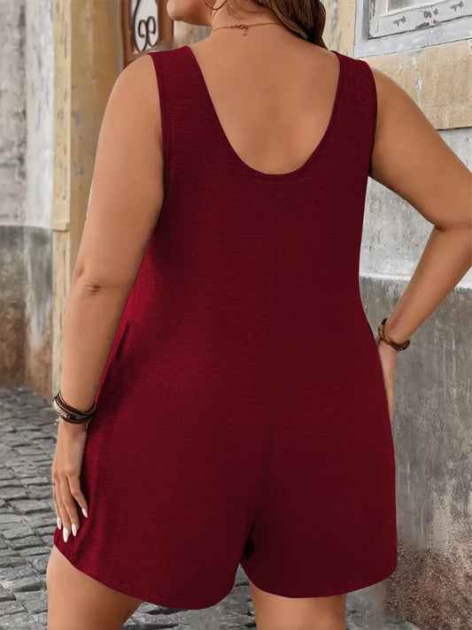 Plus Size Vest Romper Round Neck Jumpsuit