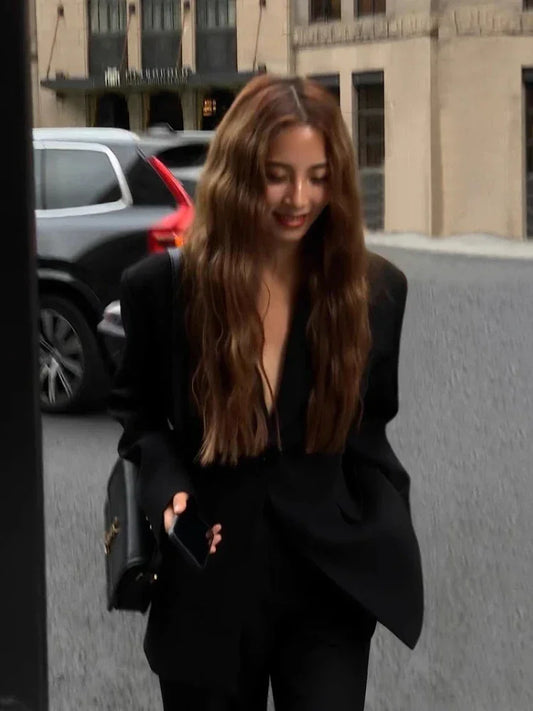 Slim Fit Black Casual Long Sleeve Blazers