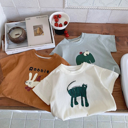 Printed Cartoon Short Sleeve Tops Tees Wear Casual T-shirt