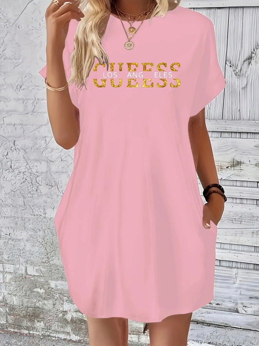 loose GUEESS Los Angeles letter dress