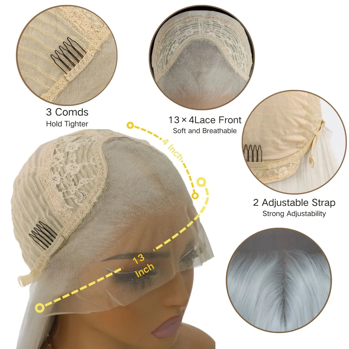 Long Wavy White Synthetic Lace Front Wig