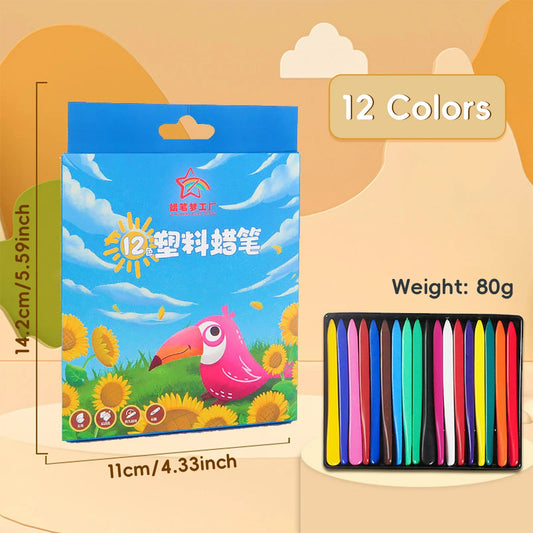 12-36 Color Washable Crayons Non-Toxic Erasable Triangular Drawing Coloring Gifts