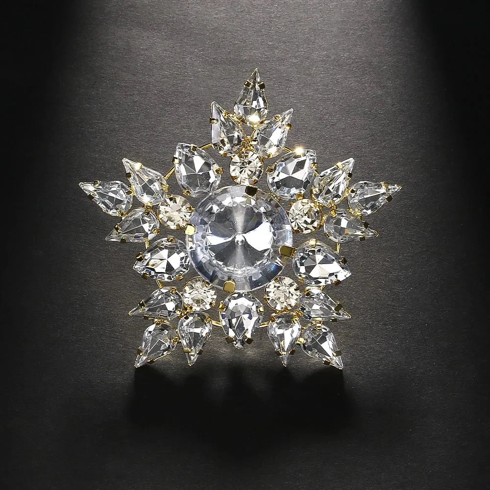 Stonefans Snowflake Exaggerate Finger Round Rhinestone Open Ring