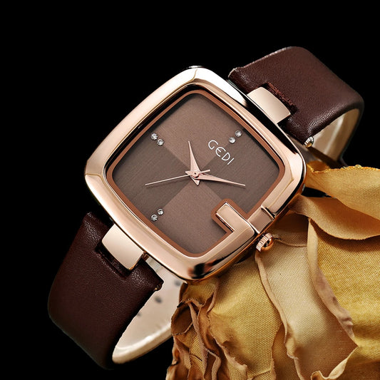 Square Minimalist Waterproof Quartz Leather Casual Wrist Watches