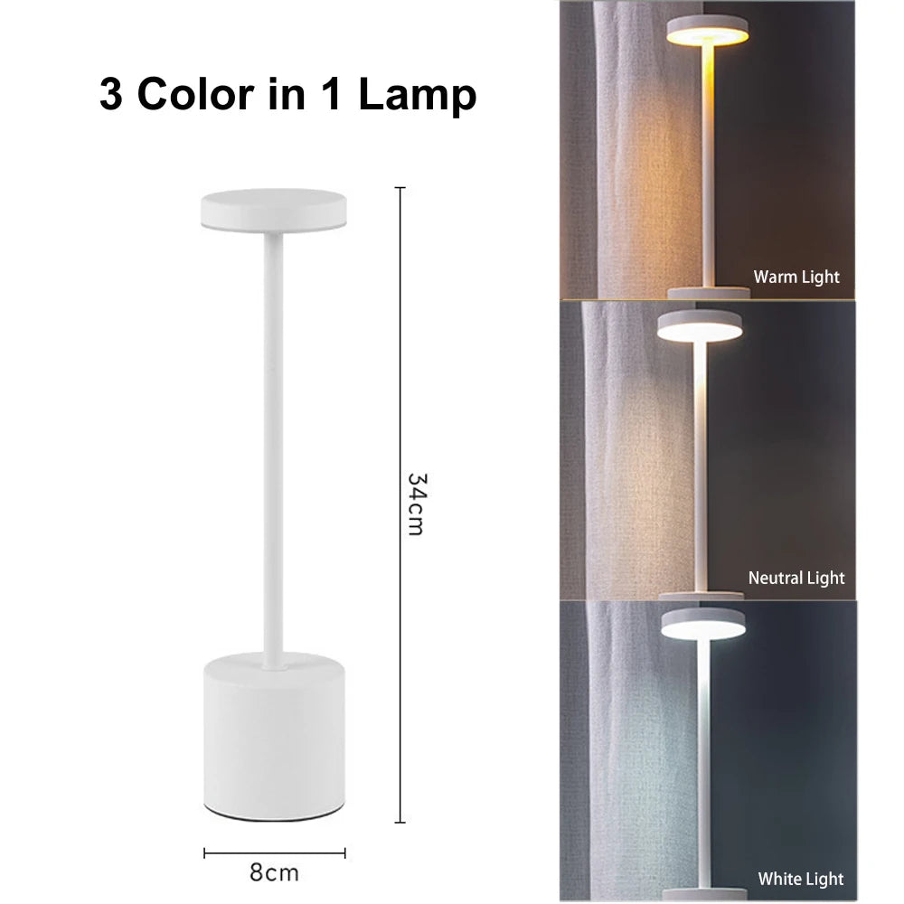 Rechargeable Alloy Cordless LED Table Lamp