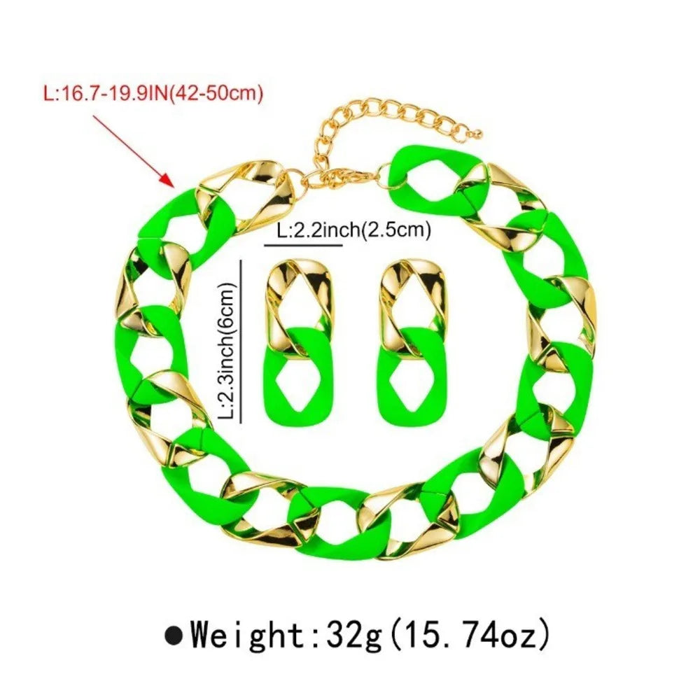 Hip Hop Color Acrylic Choker Necklace Set