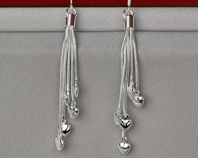 925 Sterling Silver Upper Heart Earrings