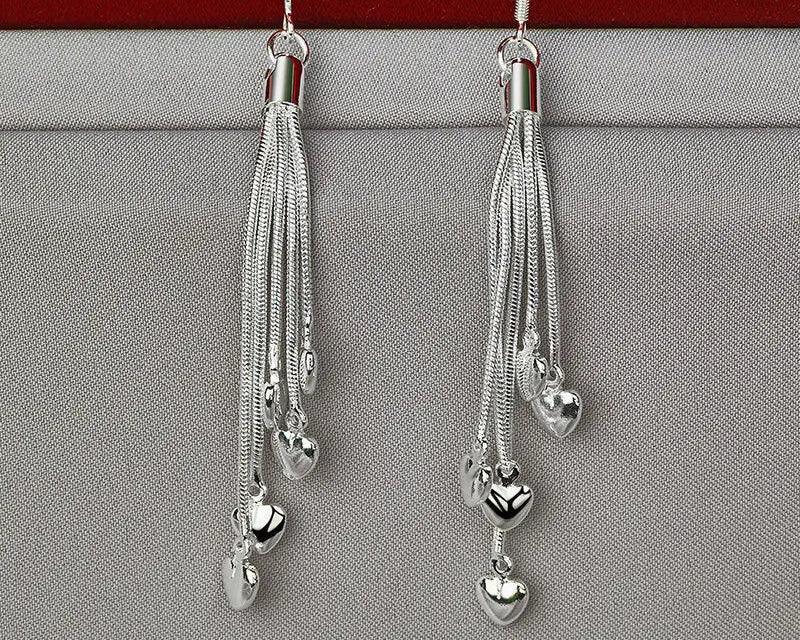 925 Sterling Silver Upper Heart Earrings