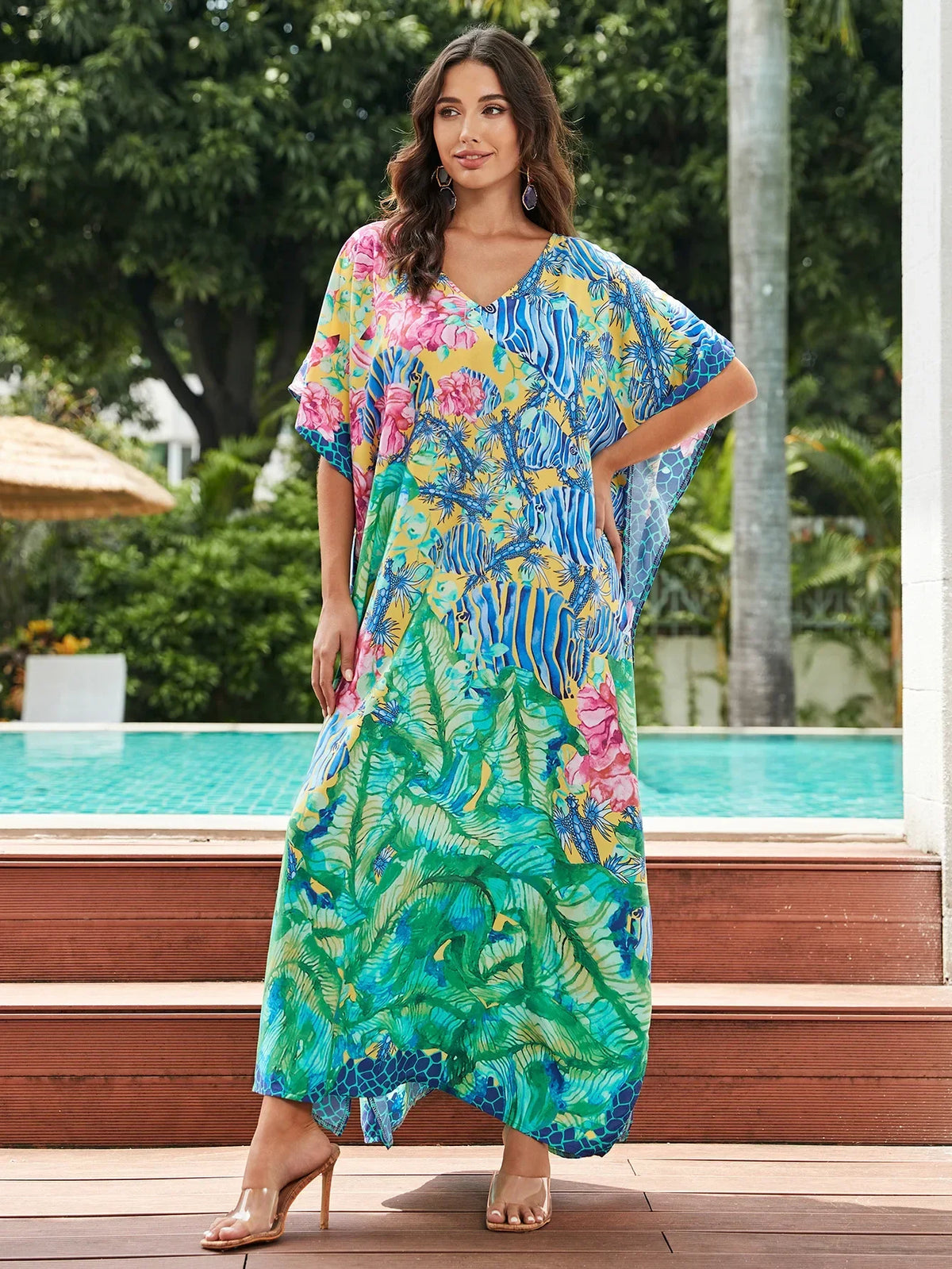 Plus Size Loose Fit Moroccan Batwing Kaftan Beach Dress