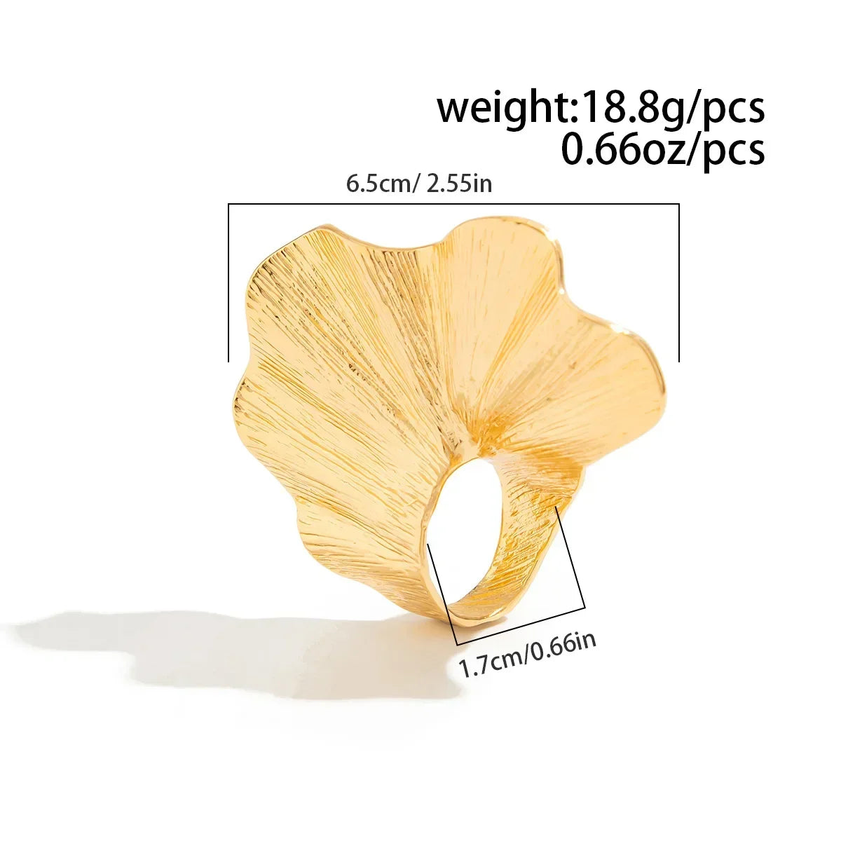 Ginkgo Leaf Ring Classic Metal Ring