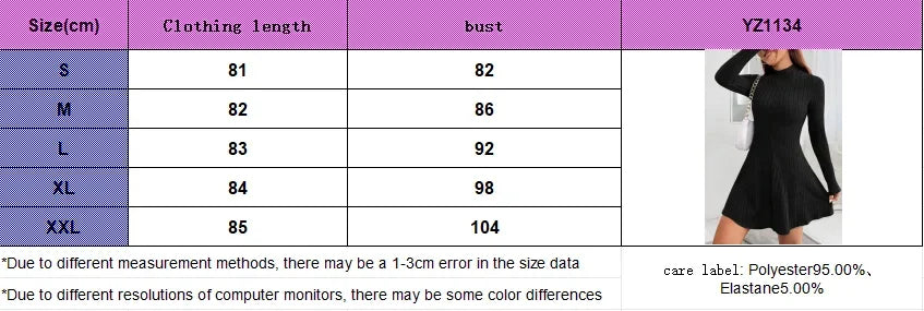 Vestido ajustado de manga larga con cuello alto y cintura media