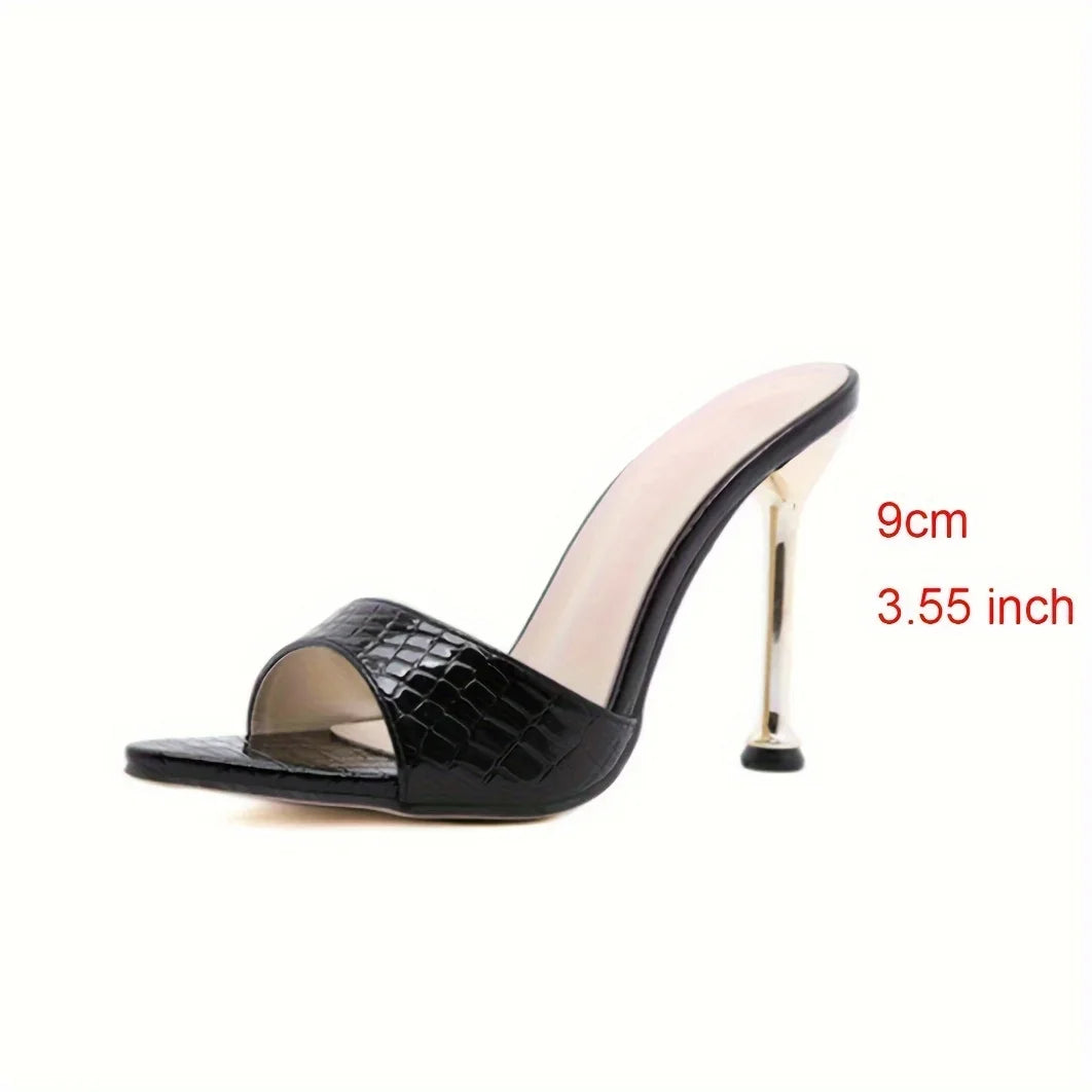 Glamorous Crocodile Texture High Heel Sandals