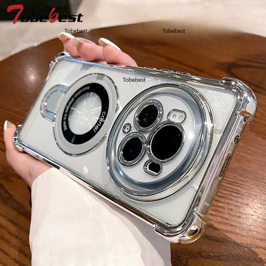 Shockproof Plating Magnetic Bracket Case Silicone Cover