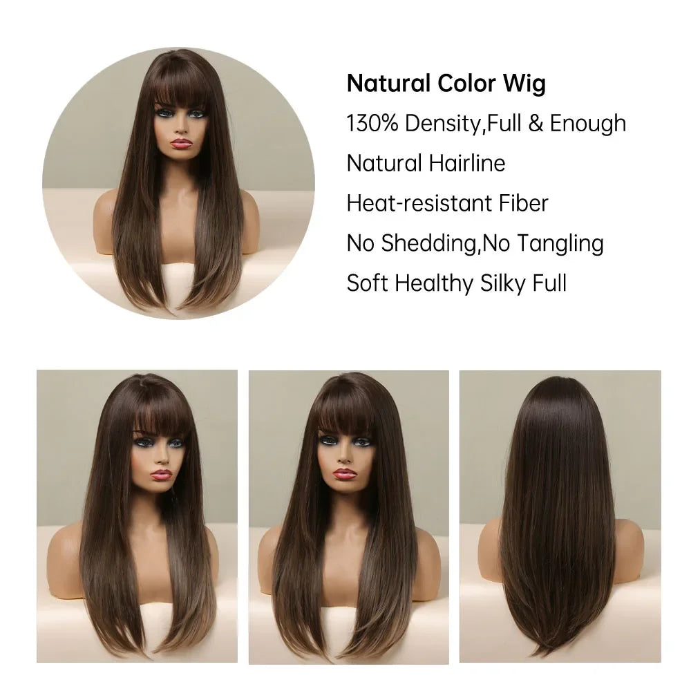 Long Straight Bangs Synthetic Hair Wig