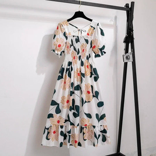 Chiffon Waist Short Sleeve Dress