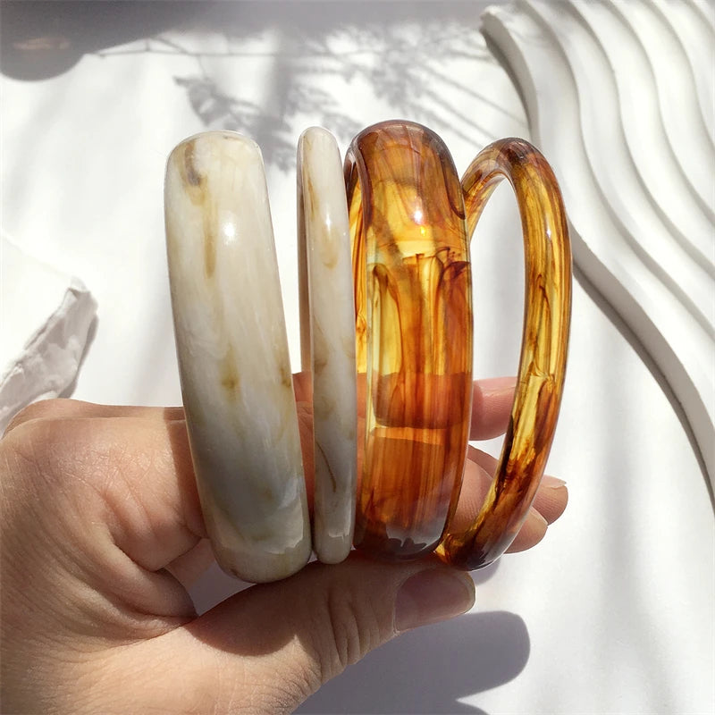 4-Piece Marble Acrylic Resin Bracelet