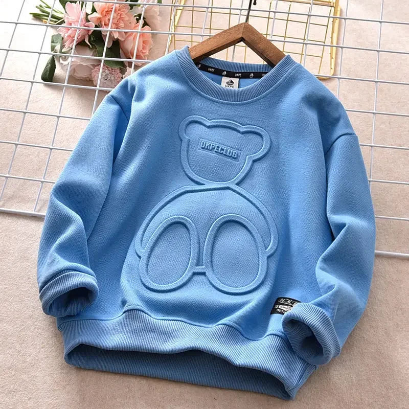Steel Print Bear Teenagers Long Sleeve Cotton Anime Hoodie Pullovers
