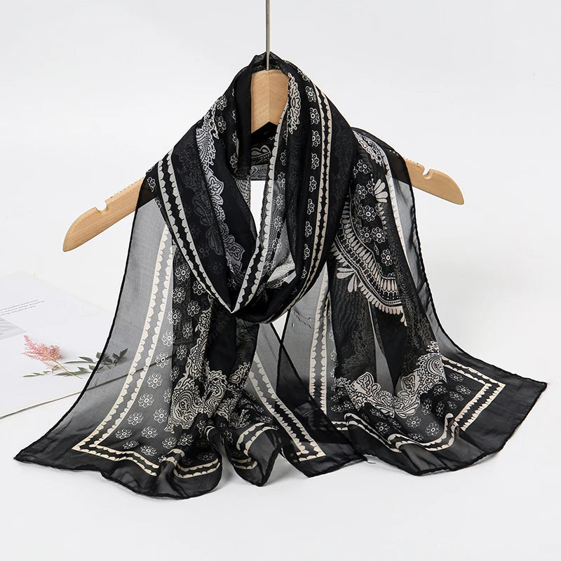 Chiffon Long Silk Scarf Turban
