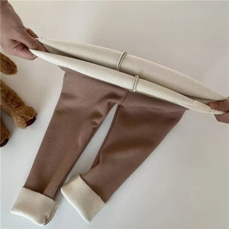 Autumn Fleece Cartoon Bear Elastic Skinny Warm Leggings