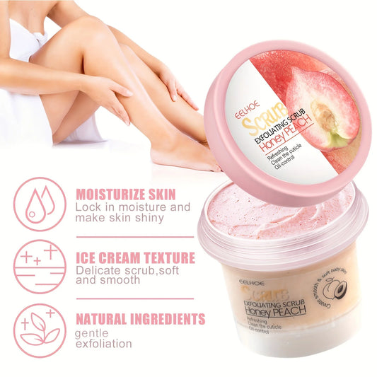 Crema exfoliante de miel y melocotón para pies y cuerpo