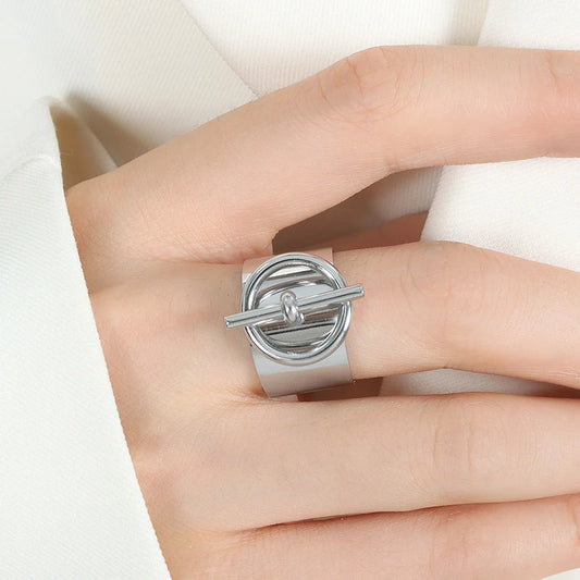 Stainless Steel Adjustable Non Tarnish 18K Gold Plated Punk Ring