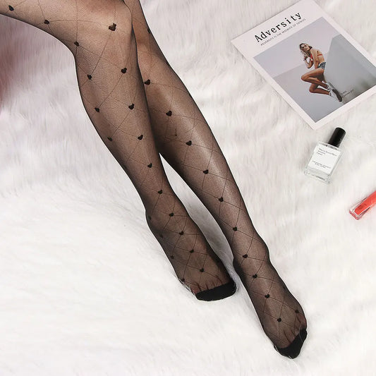 Sexy love Dot Silk Thin Faux Tattoo Socks