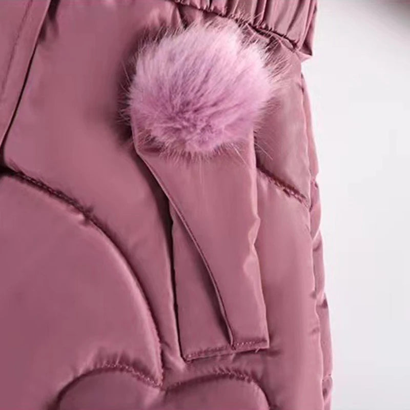 4 5 6 8 10 Years Winter Keep Warm Thicken Hooded Zipper Fur Collar Jacket