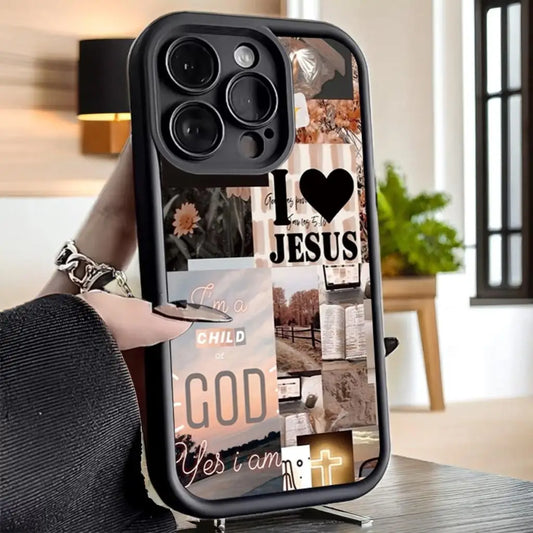 Jesus Collage Pattern Thick Shockproof Phone Case For iPhone Cover