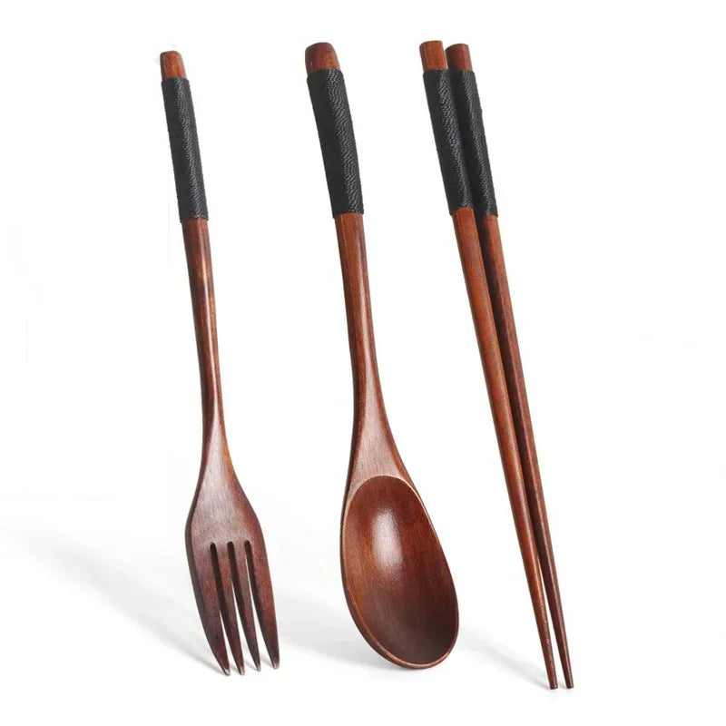 Japanese Wooden Spoon Fork Chopsticks Set
