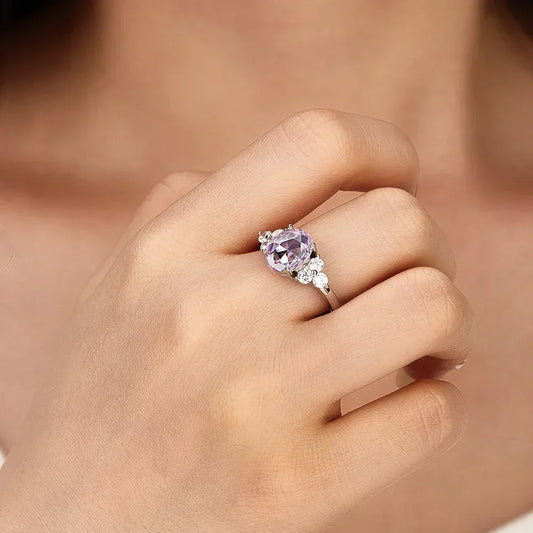 925 Silver Red Zircon Multicolored Stone Rings