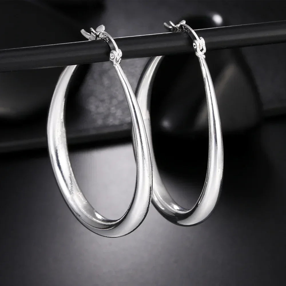 DANA 925 Sterling Silver Smooth Circle Big Hoop Earrings