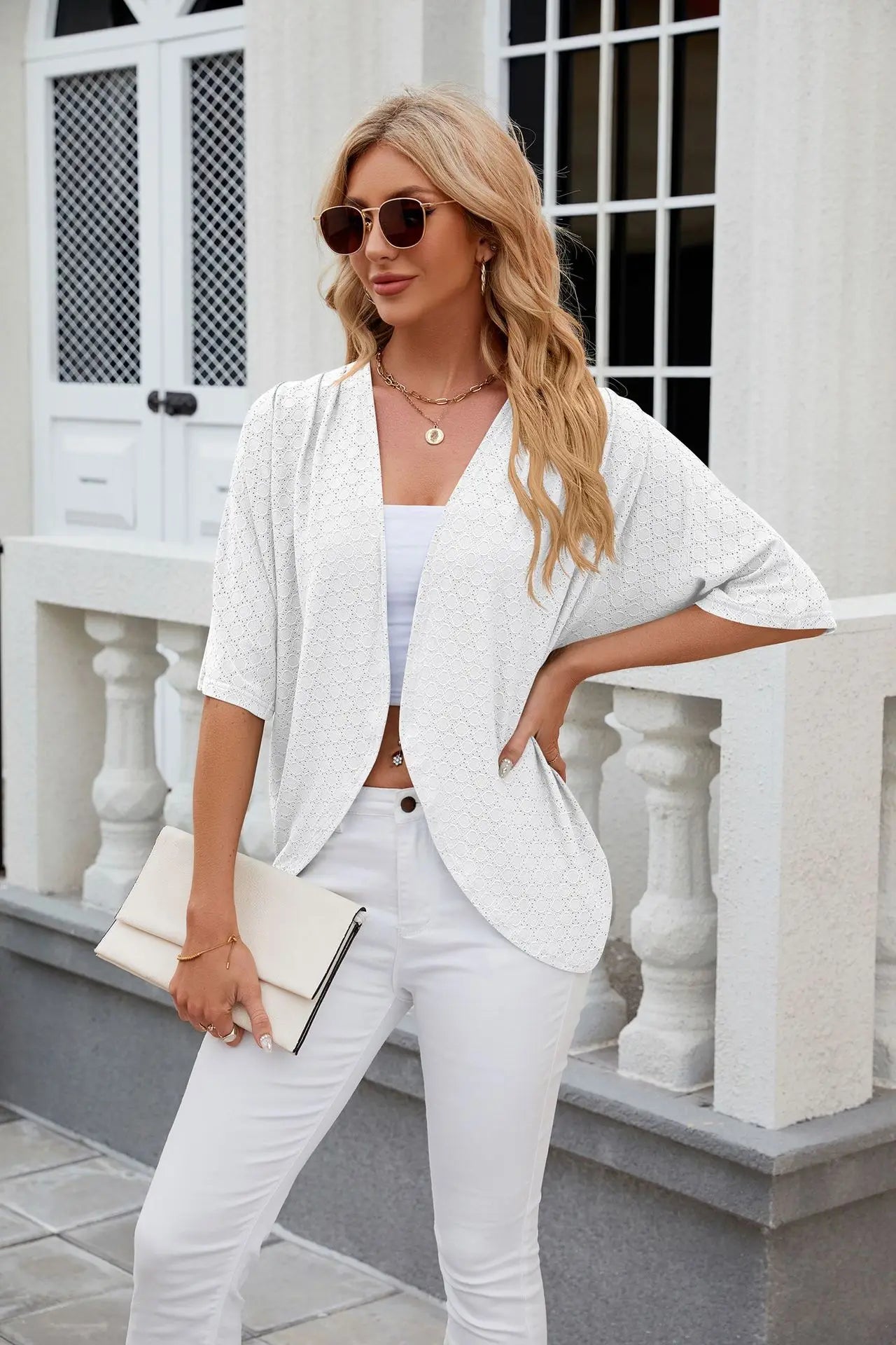 Elegant Mid Sleeve Casual Loose Cardigan Shirts