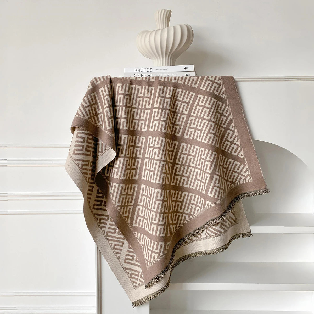 Bufanda gruesa de imitación de pashmina, chal de doble faz