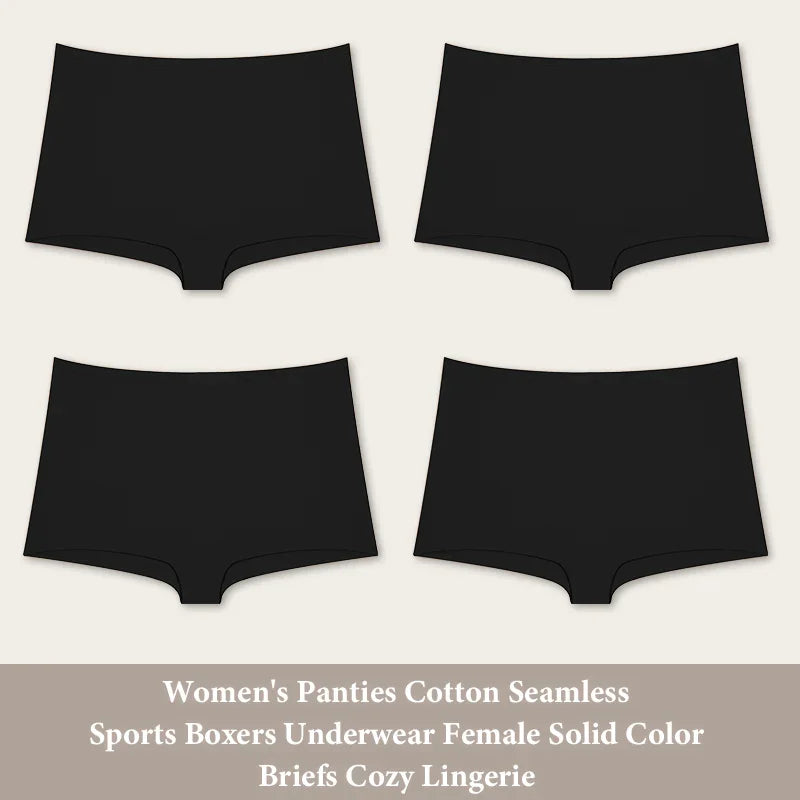 4PCS Cotton Seamless Sports Boxers Underwear Briefs Cozy Lingerie XS-XL