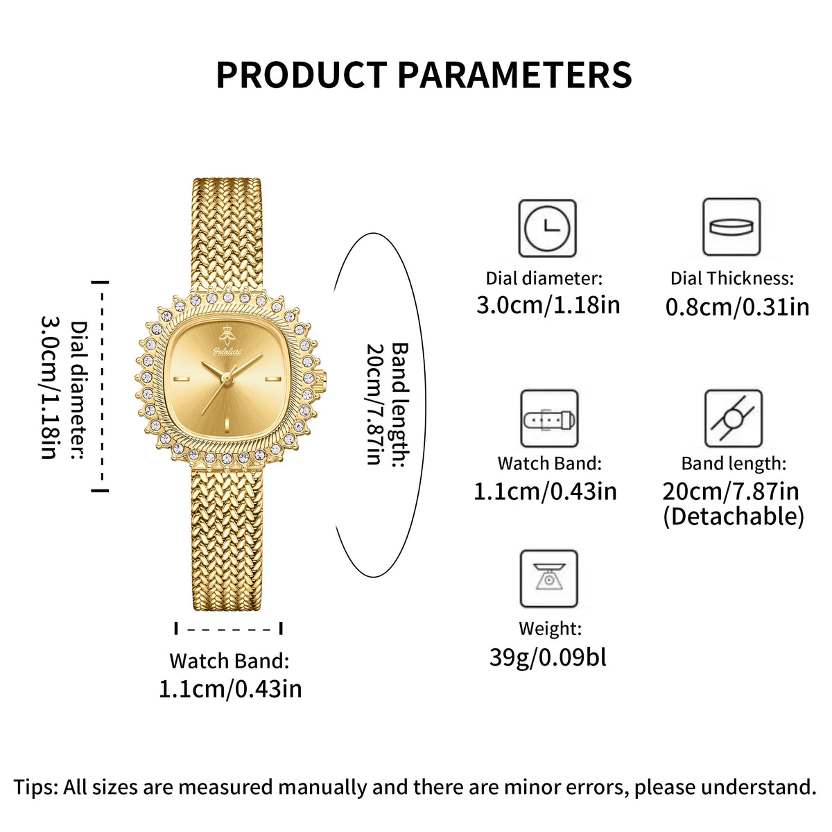 Luxury Sunflower Patterned Bezel Square Quartz Movement Watch