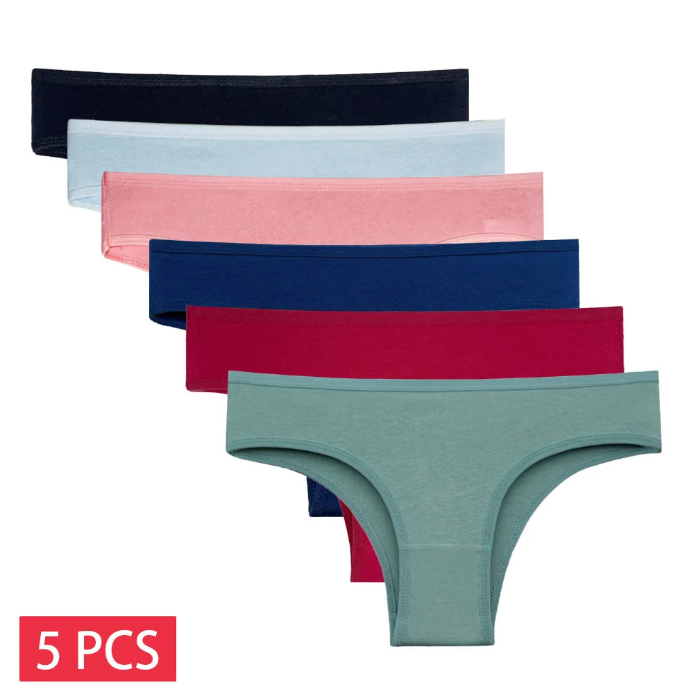 5 Pcs/Set Cotton Panties Sexy Lace Low Waist M-XL Lingerie
