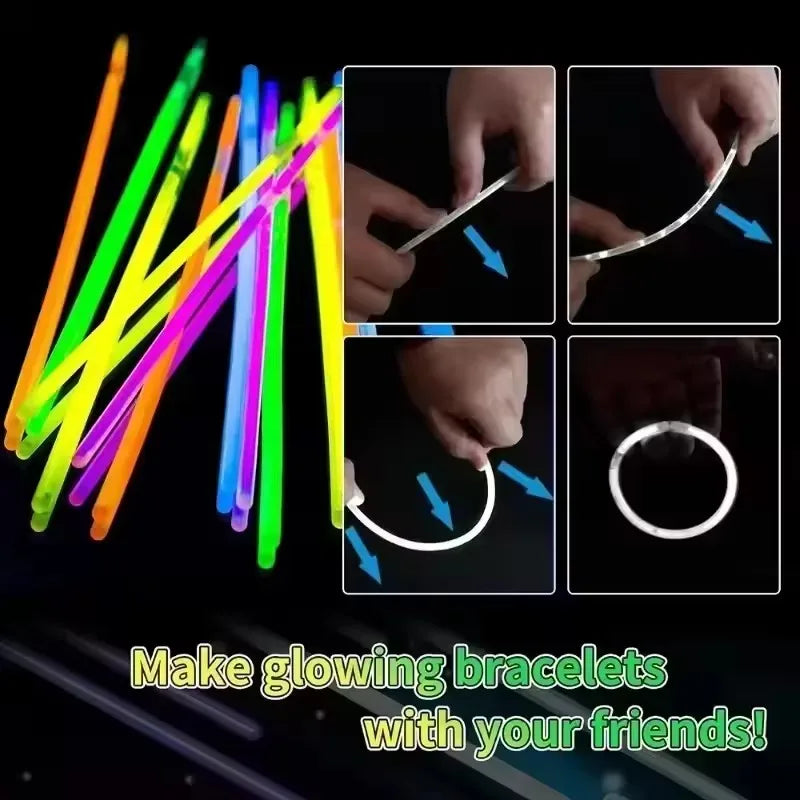 50/100Pcs Fluorescence Multicolor Glowing Stick Wristband