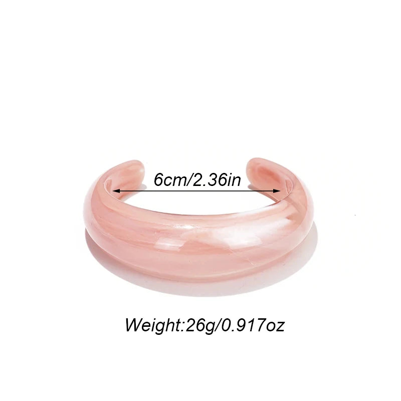 Exaggerated Jelly Colored Curved Cuff Bracelets