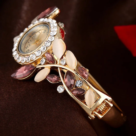 Luxury Colored Diamond Bezel Elegant Bracelet Watches