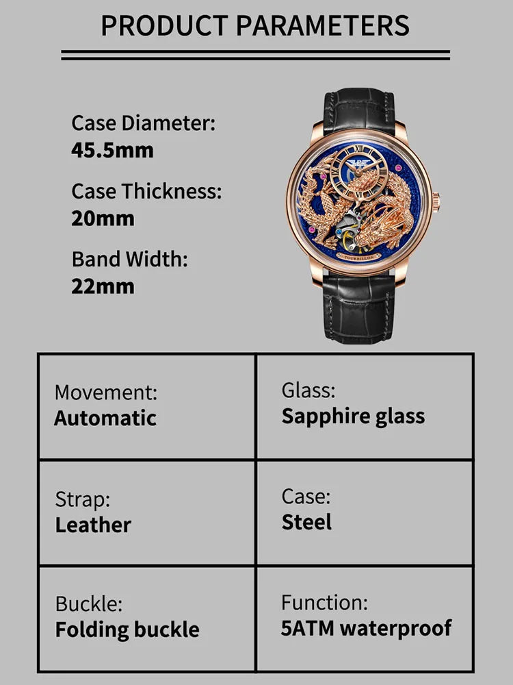 Automatic Mechanical 45.5MM Luxury High Quality Wristwatch Watch