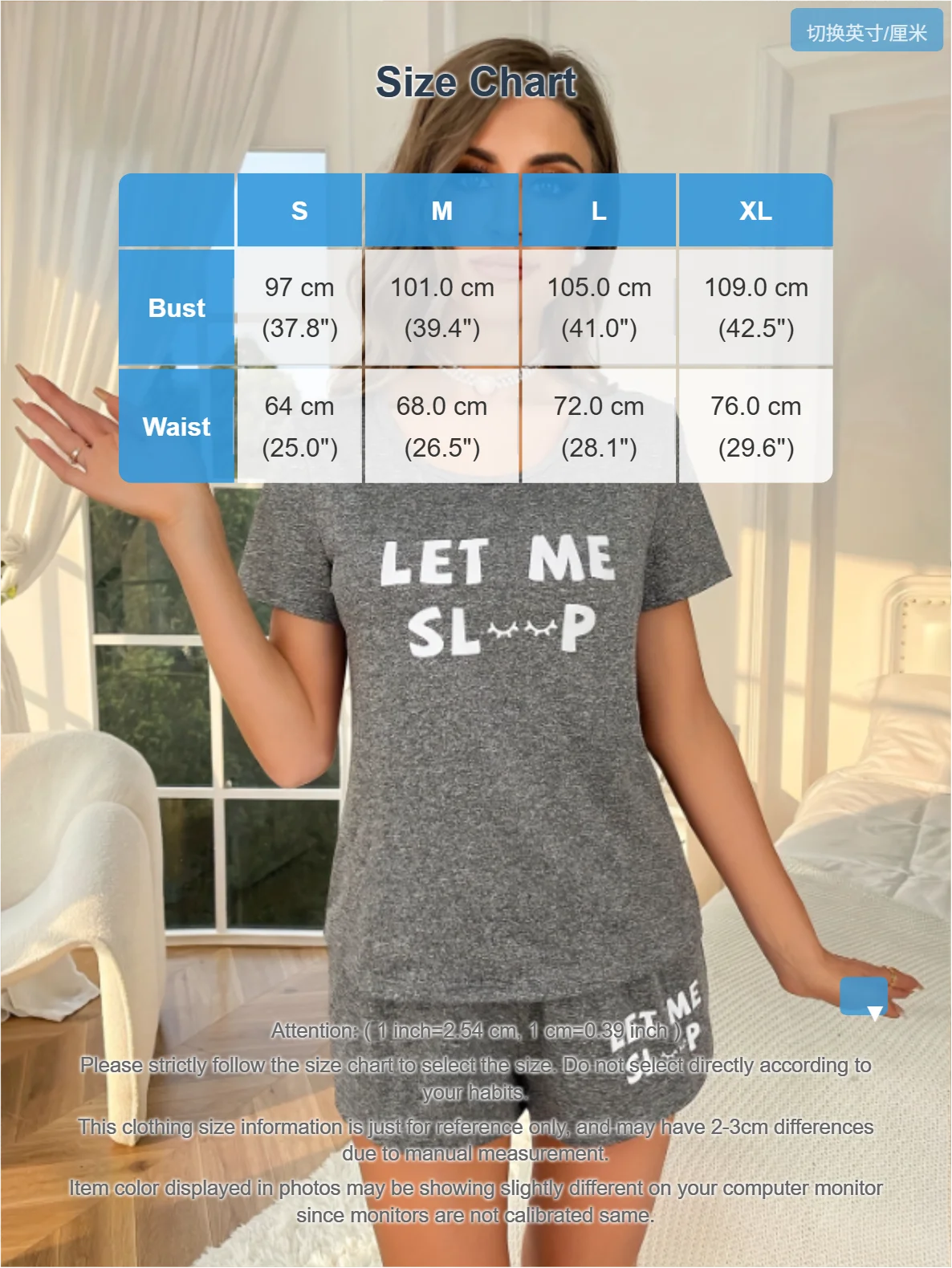 Letter Print Short Sleeve Soft Cotton Pyjama