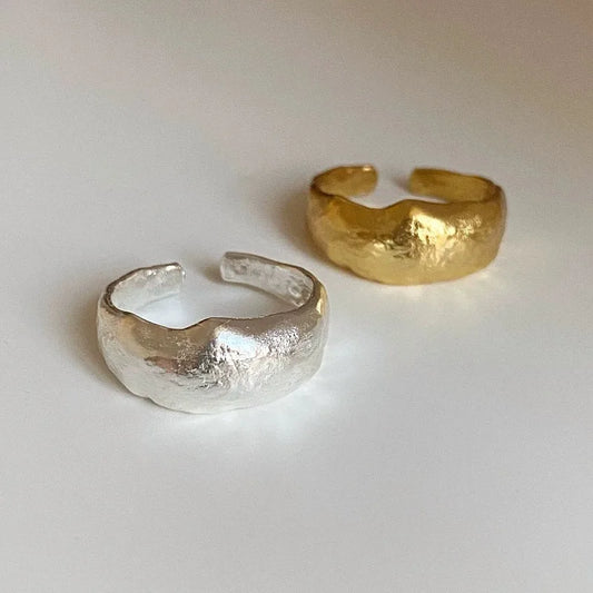 925 Sterling Silver Geometry Irregular Sanding Rings