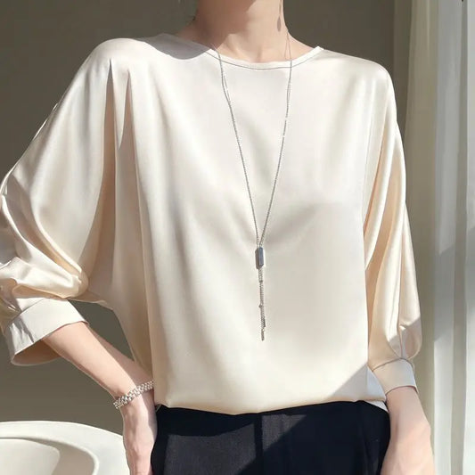 Satin Silk Half-Sleeve T-Shirt