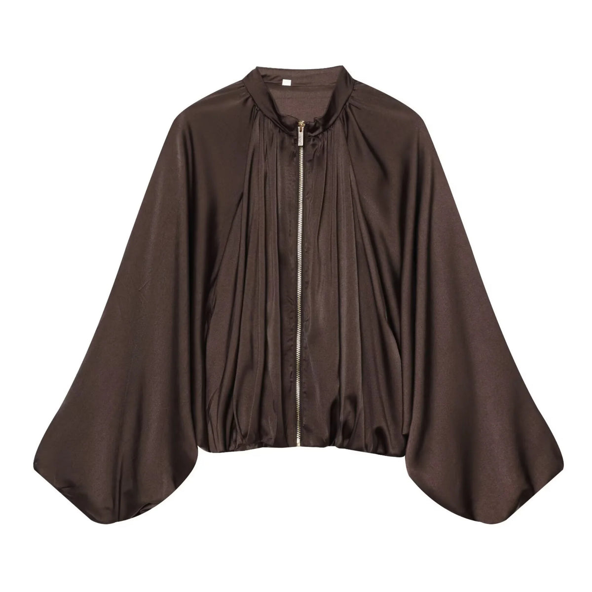 Coffee Pleated Bubble Puff Loose Long Sleeved High Waisted Casual Long Pants Sets