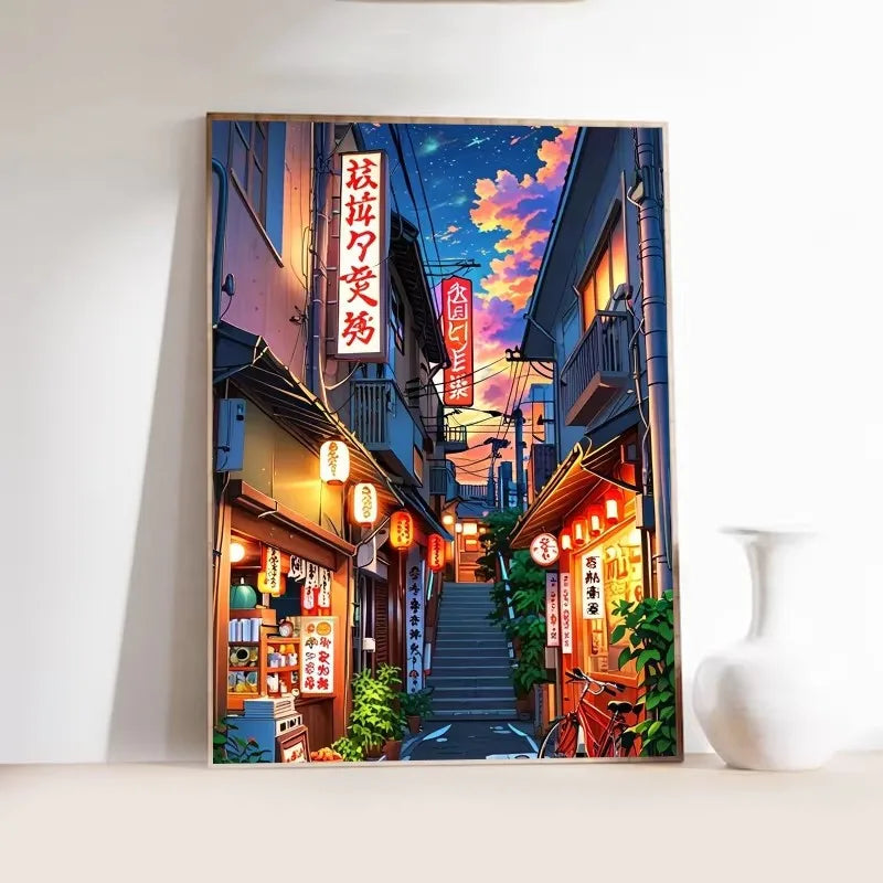 Japanese Tokyo Teahouse Cartoon Canvas Print