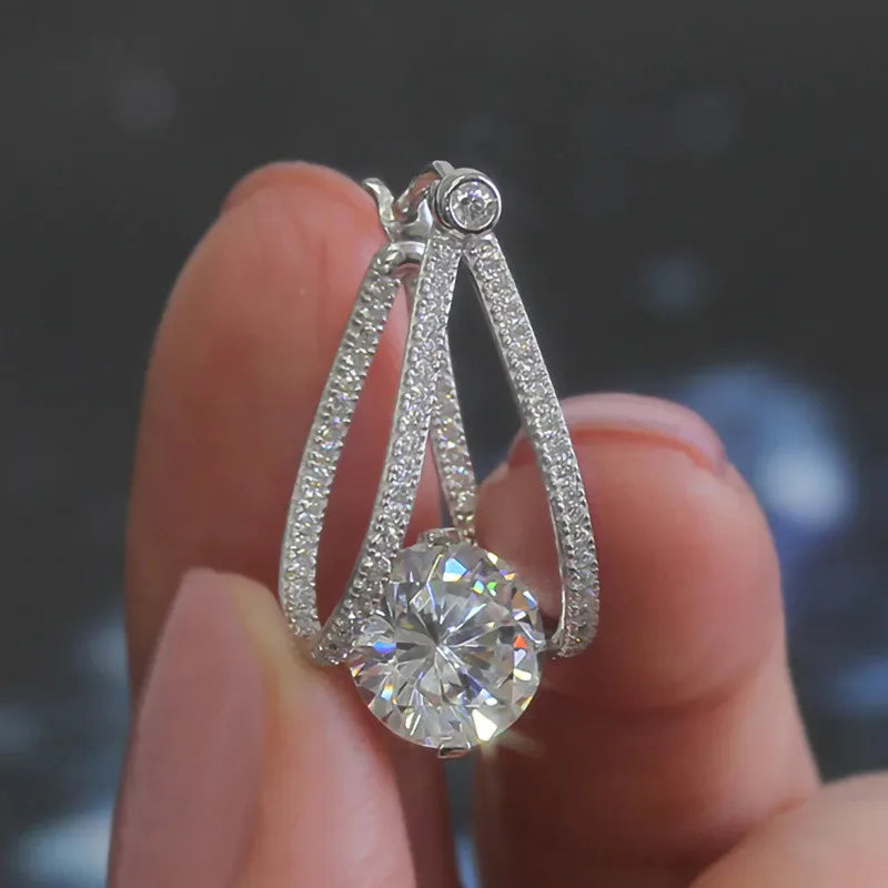 925 Sterling Silver Hoop Crystal Earrings