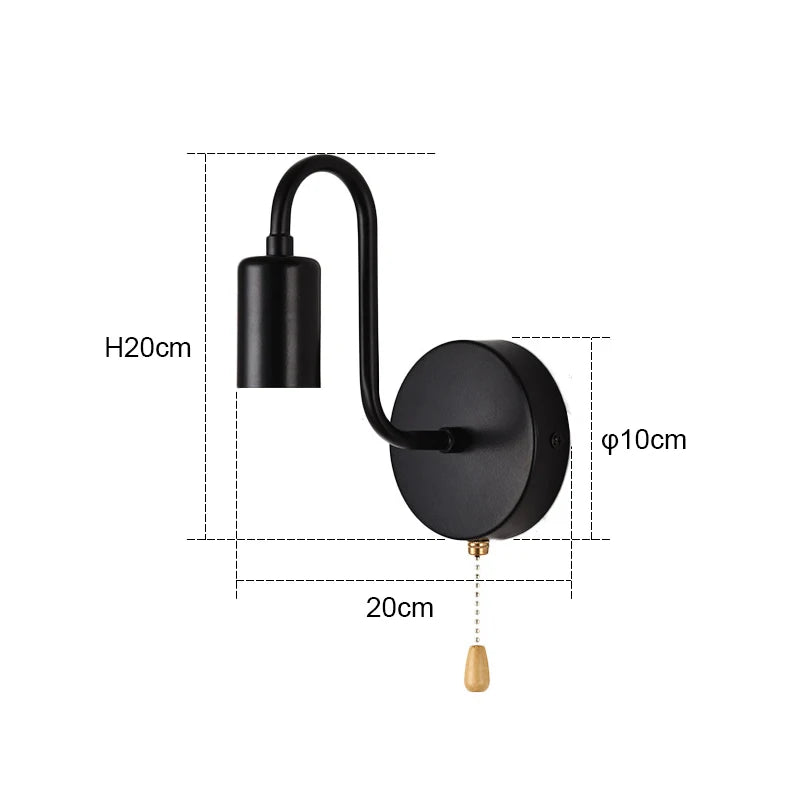 Nordic Industrial Wall Lamp Iron Black E27 Indoor Lighting