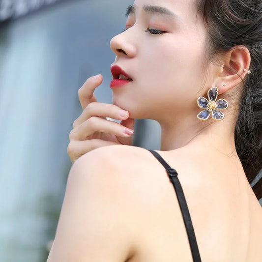 Crystal Flower Stud Earrings