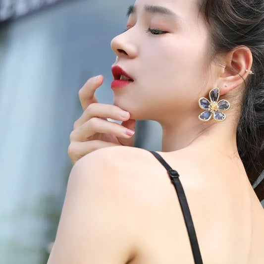 Crystal Flower Stud Earrings